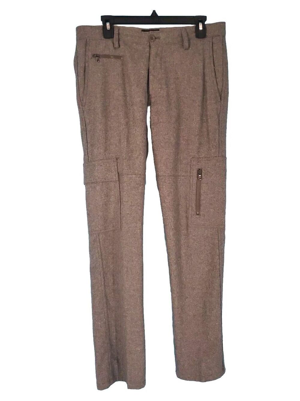 Womens Wool Blend Pants 32 Waist Gray Pockets Zipped Black Brown